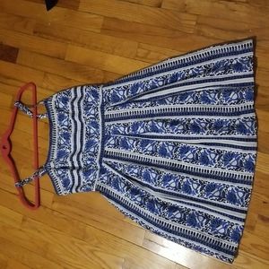 Loft Blue and White Hankerchief Dress